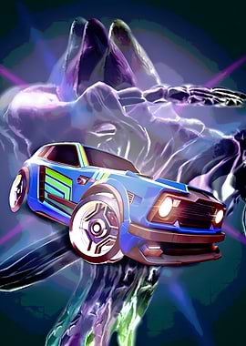 Rocket League Car with Abstract Background