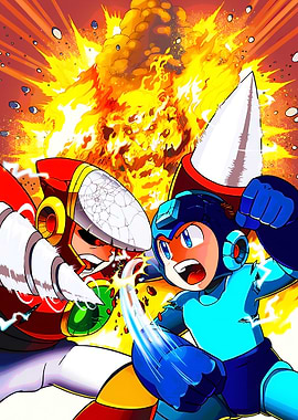 Mega Man vs Drill Man Explosion