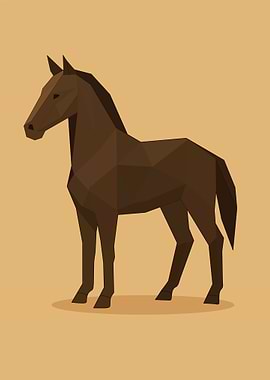 Geometric Brown Horse Illustration