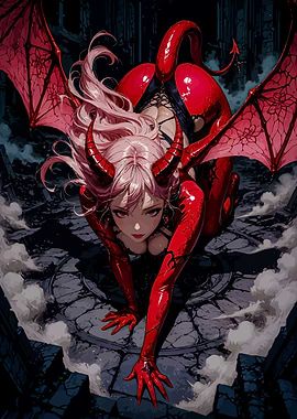 Red Devil Girl Digital Art