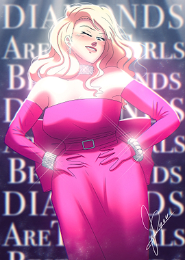 Blonde Woman in Pink Dress Illustration