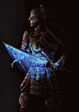 Samurai Warrior with Glowing Sword
