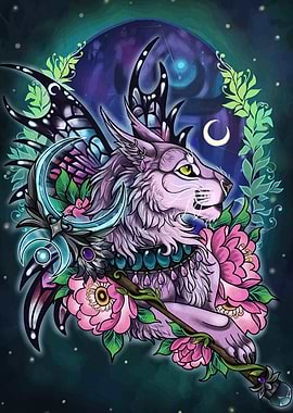 Fantasy Lynx with Floral Staff