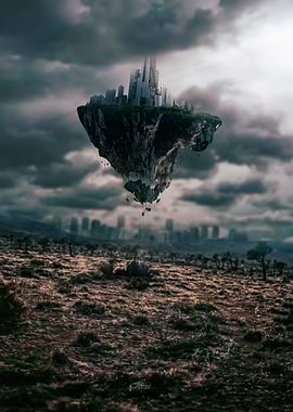 Dystopian Floating Cityscape