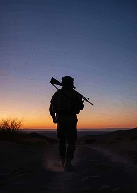 Soldier Silhouette Sunset