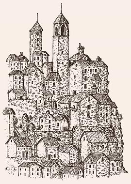 Medieval Village Illustration