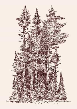 Monochrome Forest Illustration
