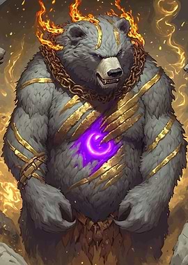 Armored Bear Flaming Crown