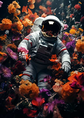 Astronaut in Floral Space