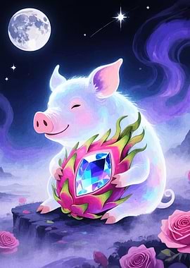 Pig with Dragon Fruit and Gem