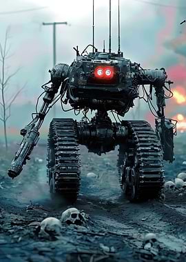 Post-Apocalyptic Robot on Skull Field