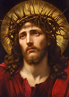 Jesus Christ Portrait with Crown of Thorns