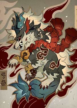 Stylized Wolf Creature Illustration