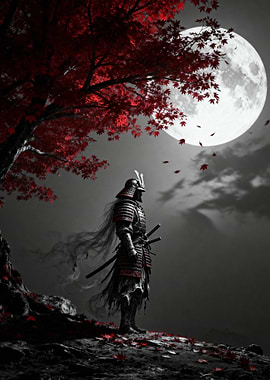Samurai under the Moonlit Tree