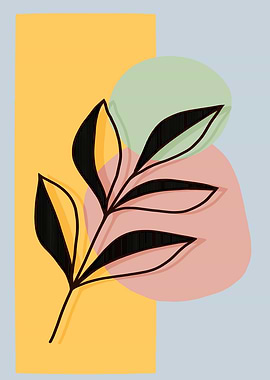 Abstract Botanical Art with Geometric Shapes