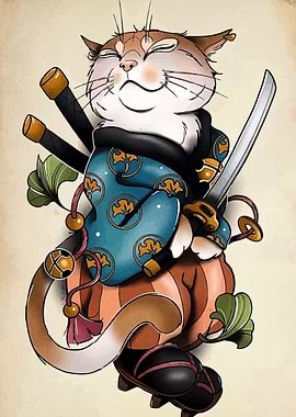 Samurai Cat Illustration