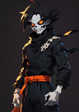 Skeleton Anime Character in Black Outfit