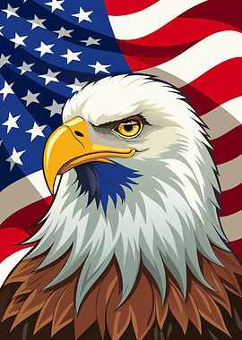 American Eagle with Flag Background