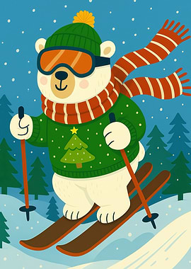 Polar Bear Skiing Christmas