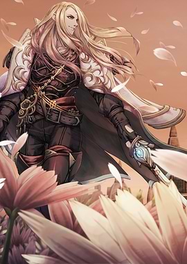 Blonde Warrior in Floral Field