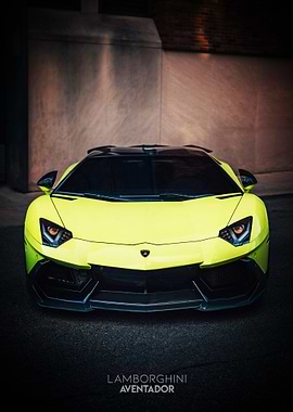 Yellow Lamborghini Aventador Poster