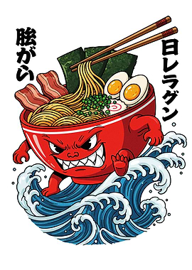Angry Ramen Bowl Surfing Waves