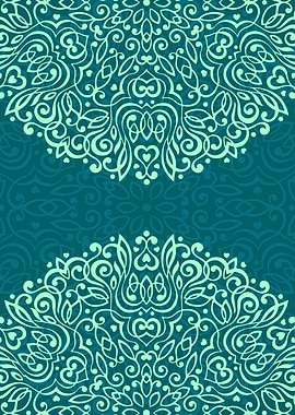 Teal Floral Mandala Pattern