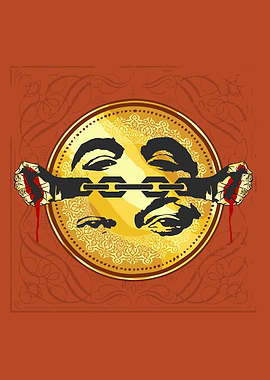 Chained Hands and Face Illustration