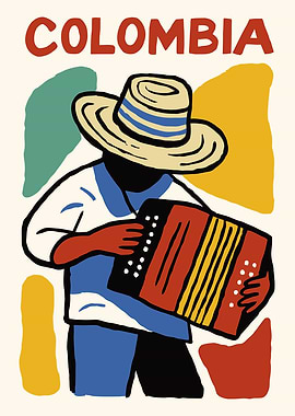 Colombia Accordion Player Illustration