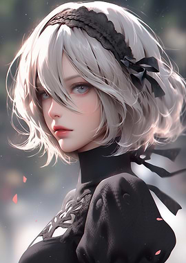 Anime Girl Portrait with Black Headband