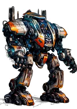 Futuristic Robot Mech Illustration