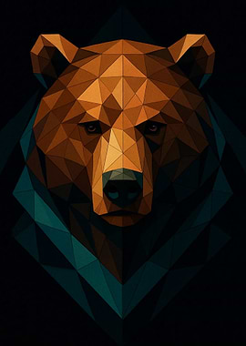 Geometric Bear Portrait illustration, modern, stylish, perfect for branding and design projects