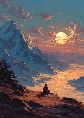Mountain Meditation at Sunset