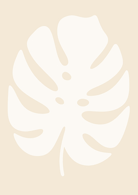 Monstera Leaf Beige Minimalist Art
