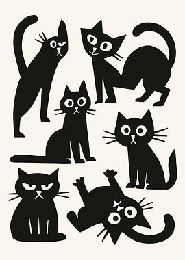 Black Cats Illustration