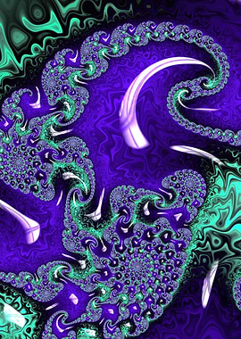 Abstract Fractal Design in Purple and Teal