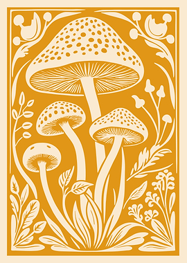 Mushroom and Floral Illustration