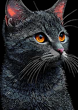 Stylized Cat Portrait with Bright Eyes