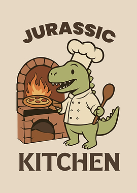 Jurassic Kitchen Cartoon Dinosaur Chef