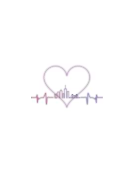 Neon Heartline Cityscape – Minimalist Pink & Purple