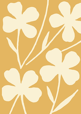Floral Pattern in Yellow and Cream Art Print