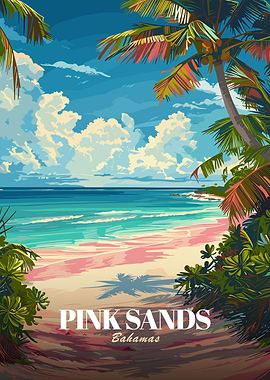 Pink Sands Bahamas Travel Poster