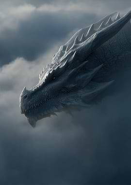 White Dragon in the Clouds