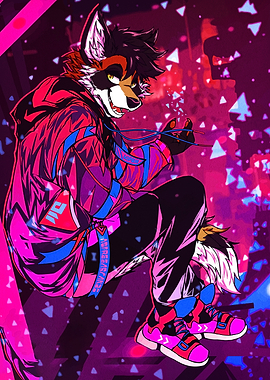 Furry Character in Cyberpunk Style