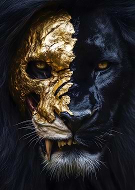 Golden Masked Lion Portrait
