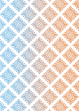 Floral Maasai Pattern with Blue And Orange Gradient Colors