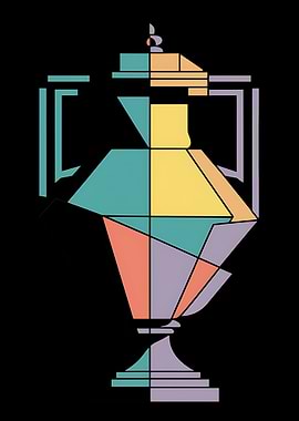 Abstract Geometric Trophy Cup Illustration
