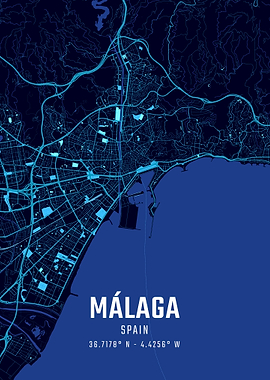 Málaga Midnight City Map