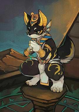 Anubis Furry Character in Egyptian Style