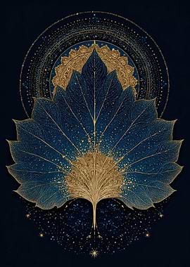 Blue and Gold Leaf Mandala